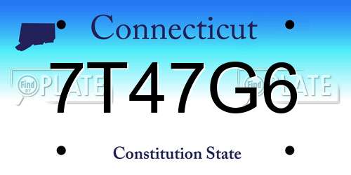 7T47G6 Connecticut License Plate