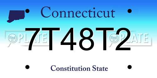 7T48T2 Connecticut License Plate