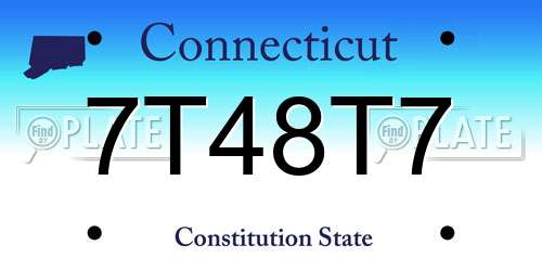 7T48T7 Connecticut License Plate