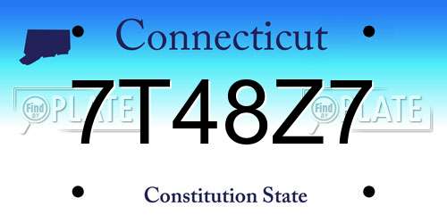 7T48Z7 Connecticut License Plate