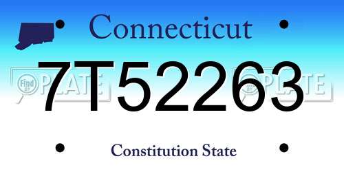 7T52263 Connecticut License Plate