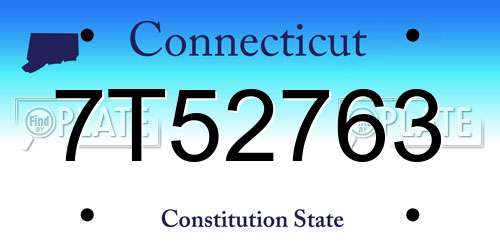 7T52763 Connecticut License Plate