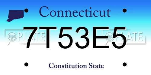 7T53E5 Connecticut License Plate