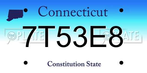 7T53E8 Connecticut License Plate