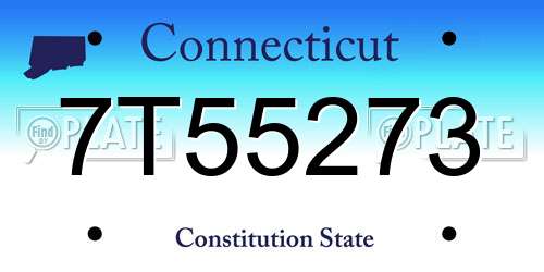 7T55273 Connecticut License Plate
