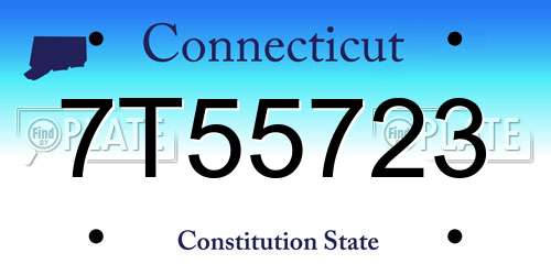 7T55723 Connecticut License Plate