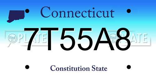 7T55A8 Connecticut License Plate