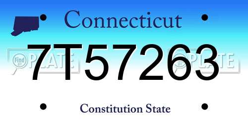 7T57263 Connecticut License Plate