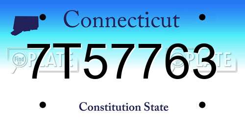 7T57763 Connecticut License Plate