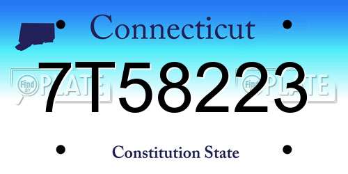 7T58223 Connecticut License Plate
