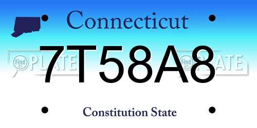 7T58A8 Connecticut License Plate
