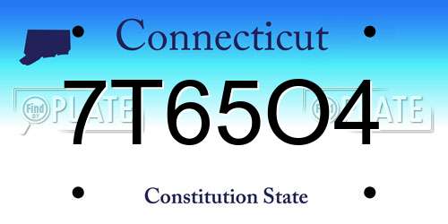 7T65O4 Connecticut License Plate