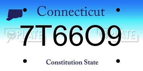 7T66O9 Connecticut License Plate