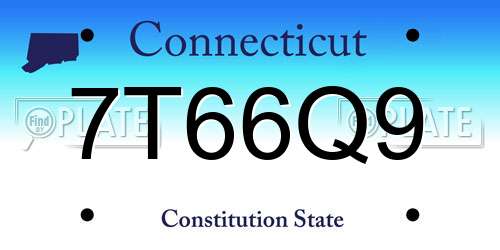 7T66Q9 Connecticut License Plate