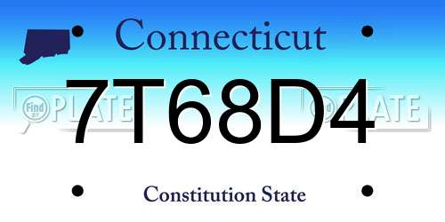 7T68D4 Connecticut License Plate