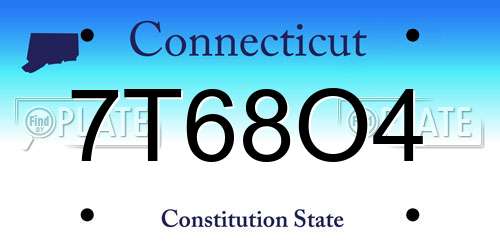 7T68O4 Connecticut License Plate