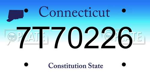 7T70226 Connecticut License Plate