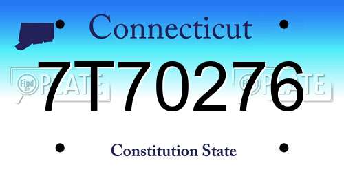 7T70276 Connecticut License Plate