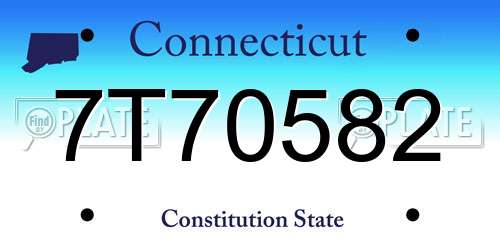 7T70582 Connecticut License Plate