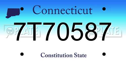 7T70587 Connecticut License Plate