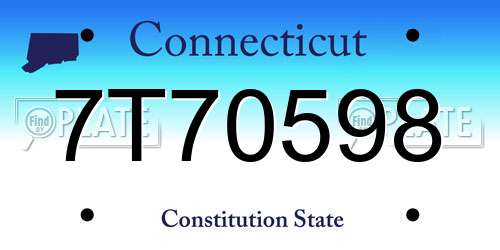 7T70598 Connecticut License Plate