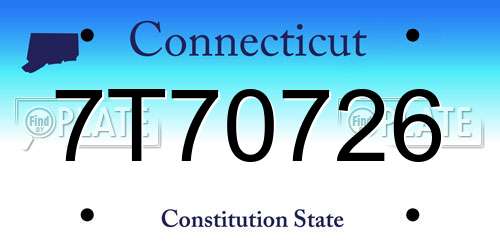 7T70726 Connecticut License Plate