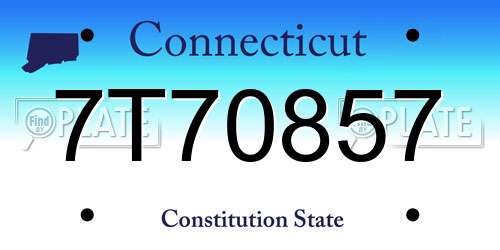 7T70857 Connecticut License Plate
