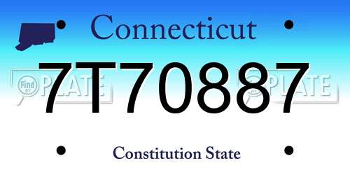 7T70887 Connecticut License Plate