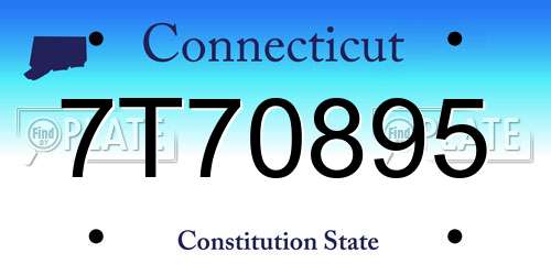 7T70895 Connecticut License Plate