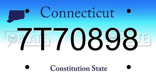 7T70898 Connecticut License Plate