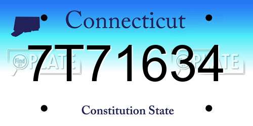 7T71634 Connecticut License Plate