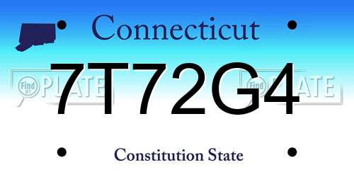 7T72G4 Connecticut License Plate