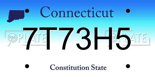 7T73H5 Connecticut License Plate
