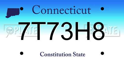 7T73H8 Connecticut License Plate