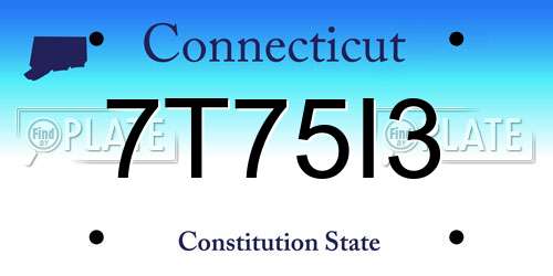 7T75I3 Connecticut License Plate