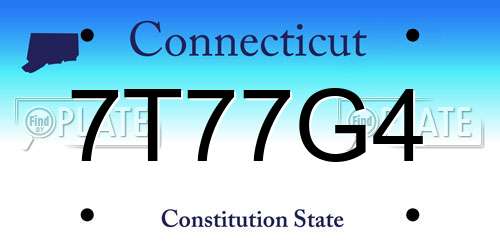 7T77G4 Connecticut License Plate