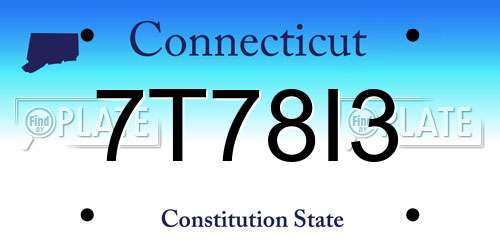 7T78I3 Connecticut License Plate