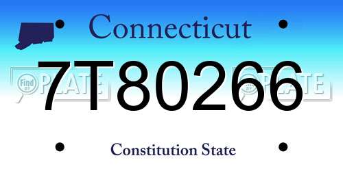 7T80266 Connecticut License Plate