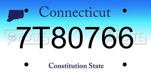 7T80766 Connecticut License Plate