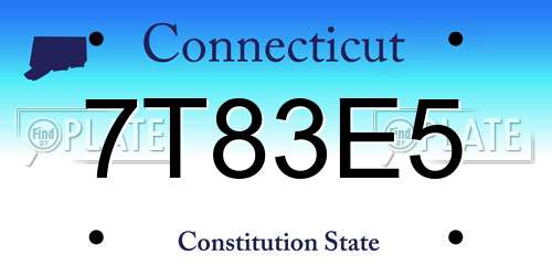 7T83E5 Connecticut License Plate