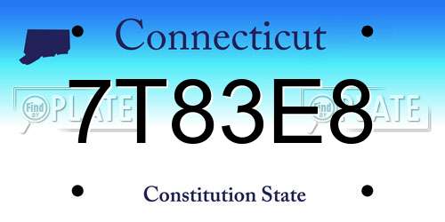 7T83E8 Connecticut License Plate
