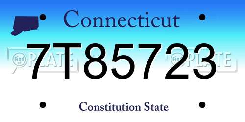 7T85723 Connecticut License Plate
