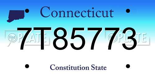 7T85773 Connecticut License Plate