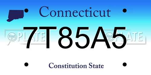 7T85A5 Connecticut License Plate