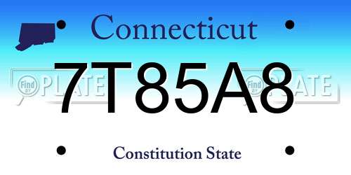 7T85A8 Connecticut License Plate