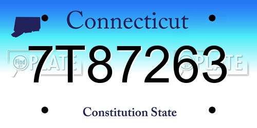 7T87263 Connecticut License Plate