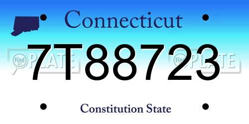 7T88723 Connecticut License Plate