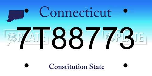 7T88773 Connecticut License Plate