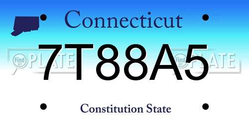 7T88A5 Connecticut License Plate
