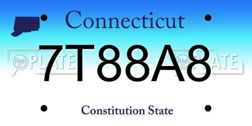 7T88A8 Connecticut License Plate